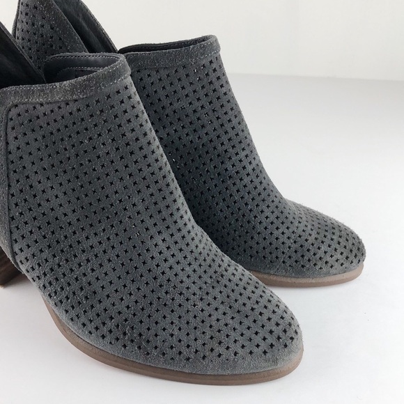 Vince Camuto Gray Perforated Suede Heeled Booties Sz 7.5 - Picture 3 of 9
